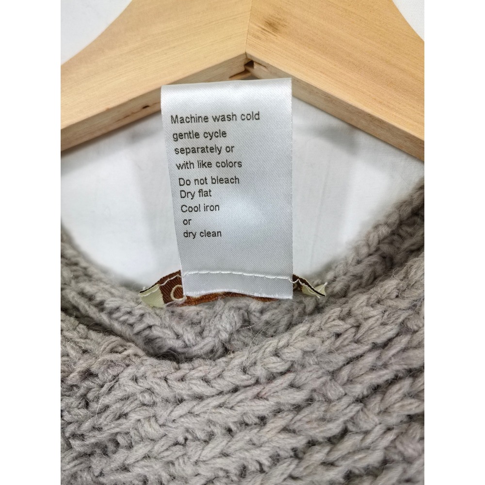 COCOGIO Poncho Taupe Chunky Cable Knit Fisherman Made in Italy Coastal OS - Picture 7 of 7